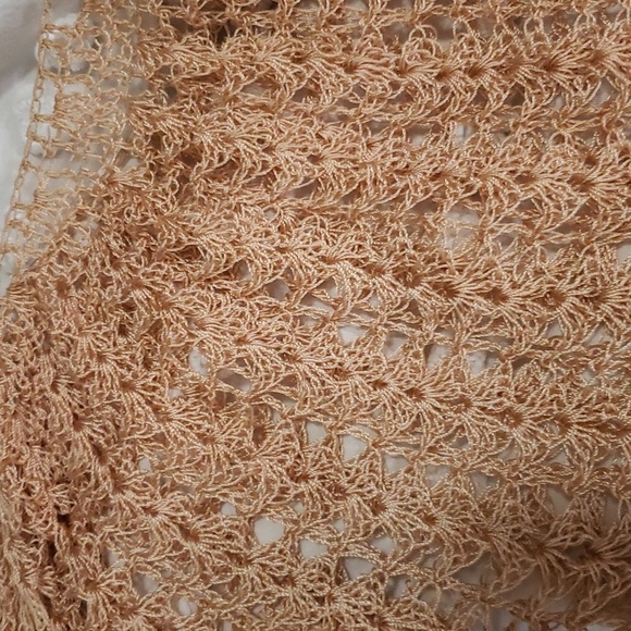 Vintage homemade knit crochet gold 2 pc short sleeve and skirt medium - Picture 2 of 5